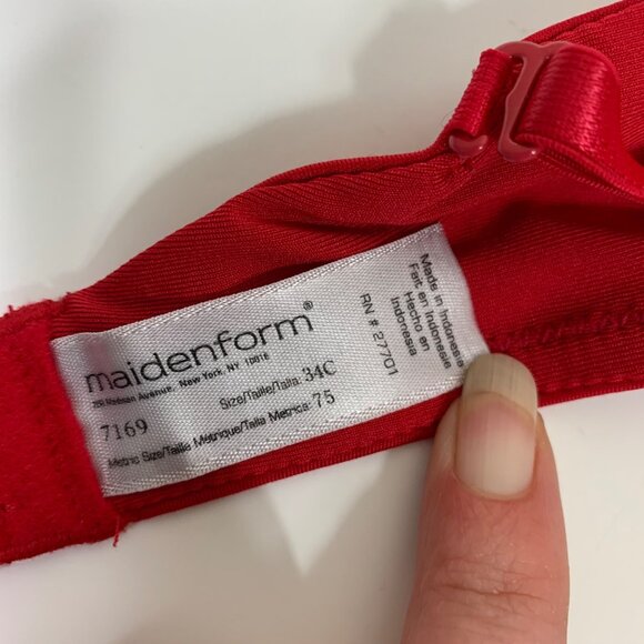 Maidenform One Fab Fit Everyday Demi Underwire Bra in Cherry Red - Size 34C - Picture 5 of 7